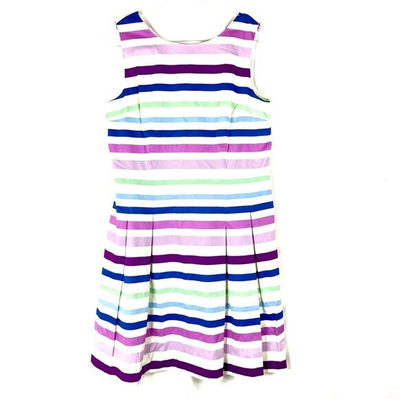 Talbots RSVP Striped A-Line Pleated Sleeveless Dress Womens Plus Size 16 - Picture 1 of 7